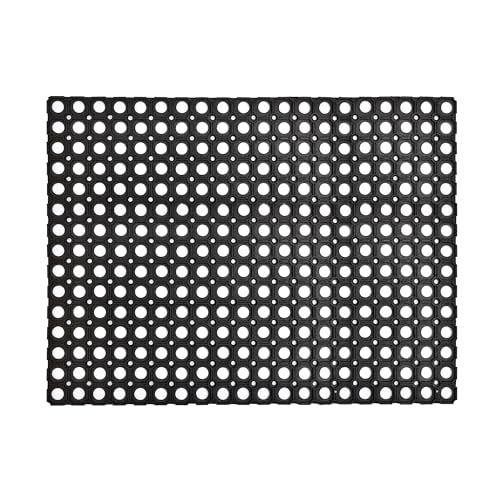 Heavy-Duty Rubber Mat, 24x32 Inches, Anti-Slip Door Mat for Residential & Commercial Use, Weather-Resistant, Honeycomb Design for Dirt Scraping, Easy Maintenance, Ideal for Indoor & Outdoor Entrances - size: 2' x 2'8" (Rectangular)