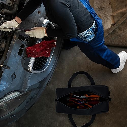 MELOTOUGH Canvas Utility Tool Tote bag Combo Kit-Includes 2 Medium Tool Organizer Bags for Electrician, Plumbing, Gardening, HVAC & More (14 inch,Black) - color: Black