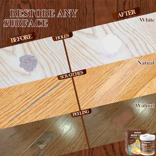 Wadities White Wood Filler, White Wood Putty, Paintable Stainable Wood Repair Putty, 9.87 Ounce Wood Furniture Repair kit, Quickly Repair Wood Cracks and Holes on Wooden Floor Furniture (White) - color: White