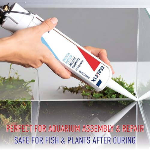 Seal/Fix Aquarium Silicone Sealant - Clear - 100% Fish-Safe Silicone for Freshwater & Saltwater Tanks, Waterproof, Non-Toxic, Flexible Bonding for Glass, Leak Repair & Decoration (10.1 fl oz, 1 Pack)