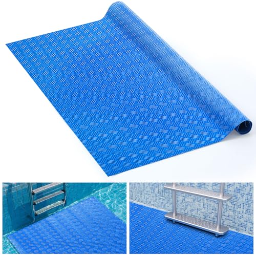 Breling 36" x 36" Swimming Pool Ladder Mat, Protective Pool Ladder Pad Step Mat with Non Slip Texture for Above Ground Swimming Steps Liners and Stairs(Striped) - size: 36" X 36", style: Striped