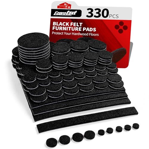 Ezprotekt Felt Furniture Pads, 330 Pcs Furniture Pads for Hardwoods Floors, Felt Pads for Chair Legs, Felt Pads for Furniture, Floor Protectors for Hardwood Floors - for Chair Desk Table (Black) - size: 330pcs Black