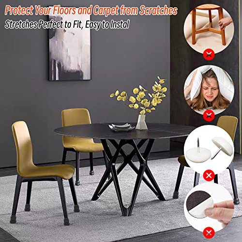 Ezprotekt 24 Pcs Chair Sliders for Carpet, Square Chair Glides for Carpet, Teflon Furniture Pads Glides, Bar Stool Protectors Caps, Furniture Sliders for Chair Table Desk Black (S Fit: 0.55"- 0.75") - size: S - Black