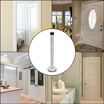 1pc 8 Inch Door Stops, Self Adhesive Long Door Stopper, Stainless Steel Sound Dampening Door Stop, Wall Mount Screw Doorstop with Rubber Bumper (Silver) - size: 8 Inch-silver