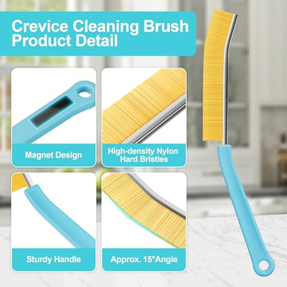 JOYMOOP 4 Pack Crevice Cleaning Brush, Turquoise Hard Bristle Grout Brush, House Cleaning Supplies, Magnetic Gap Cleaning Brush for Kitchen, Bathroom, Window, Toilet, Multifunctional Cleaning Tools - color: Turquoise, size: 4 Pack