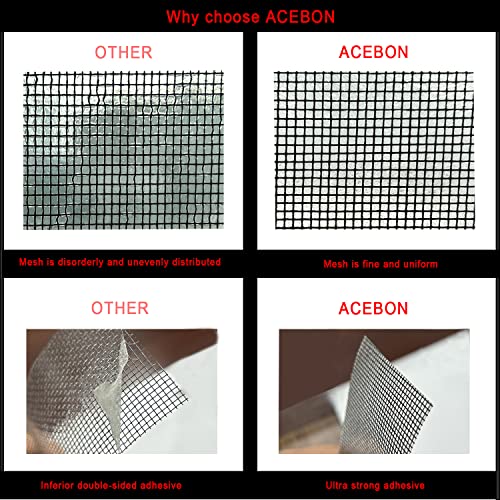 ACEBON Window Screen Repair Kit - 2"x80' Tape for Tears & Holes, Strong Adhesive Black Fiberglass Mesh - color: Black, size: 2in x 80in
