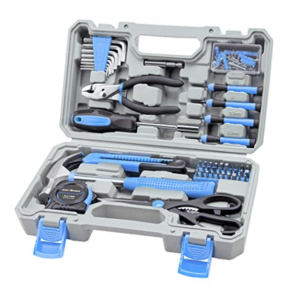 CARTMAN Home Tool Set Kit, Basic Household Hand Tools with Storage Case Light Blue - color: Light Blue