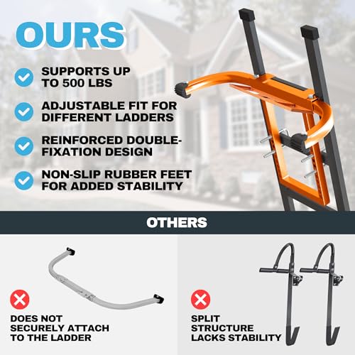 Heavy Duty Ladder Stabilizer with Tool Tray | 500 LBS Capacity, 34" Wide Steel Standoff Arms for Gutter Cleaning, Roofing & Wall Work, Fits Extension, Straight & Telescoping Ladders - Anti-Slip - color: Ladder Stabilizer with Tool Tray
