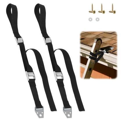 Ladder Safety Strap Tie Down – Heavy Duty Ladder Strap Leash with Anchor Plate and Stainless Steel Clip, Anti-Slip Pole Strap for Roof Work, Gutter Cleaning, Solar Install, Ceiling Rack Mount