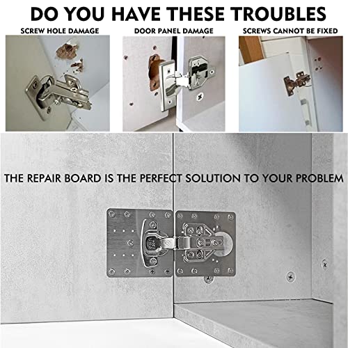 12 Pcs Hinge Repair Plate, Stainless Steel Cabinet Hinge Repair Plate Kit Hinge Repair Brackets with Screws and Mounting Tools for Protecting Wooden Kitchen Cabinet Doors Window