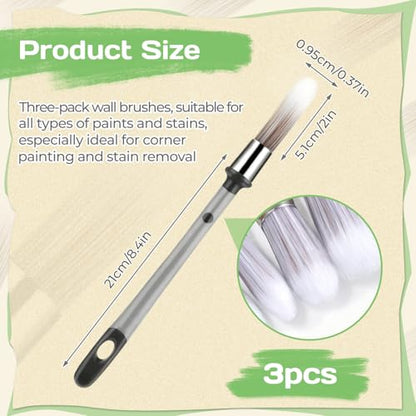 3 Pcs Paint Brushes for Painting Walls,0.37in Small Paint Brush,for Skirting Board Furniture Corner Edge,Painting Tool Detail Trim Brush and Spot Repair Brush