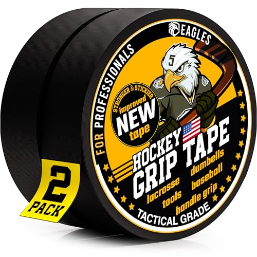 Hockey Tape Black 1inch Grip Tape 2 Roll Athletic Sports Tape Water-Resistan Multipurpose Cloth Tape for Lacrosse Baseball & Softball Bats, Pullup Bars, Sports Gift Wrist Ankle Foot Gymnastics Bar - color: Black