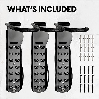 BikeHand Bike Wall Hanger - Heavy Duty Vertical Bicycle Wall Hook Mount Holder Rack for Garage Shed Indoor Storage - Fits MTB & Road Bikes - 3 Pack - size: PACK 3