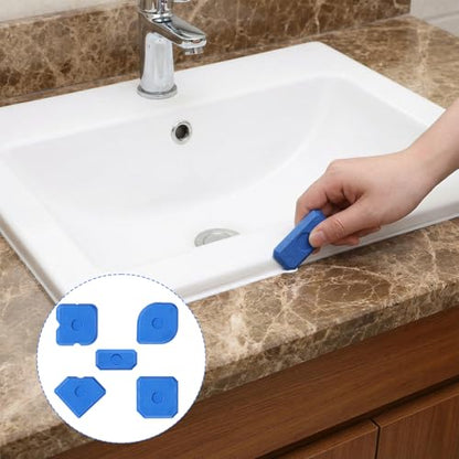 10 Pcs Plastic Caulking Tool Set, Caulk Tool Sealant Finishing Kit, Multi-Edge Applicator Smoother, Caulk Remover Grout Scraper, Reusable for Kitchen Bathroom Tile Floor Window Sink Sealing (Blue)