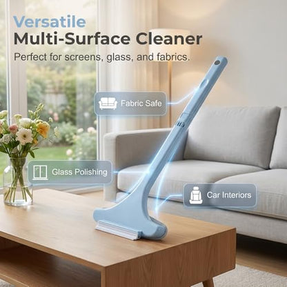 Window Screen Cleaning Brush, 2 in 1 Window Screen Cleaner Tool with Squeegee, Mesh Screen Cleaner, Multi-Purpose Cleaning Brush for Patio, Door, Porch Screens (Blue) - color: Blue