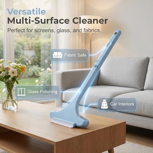 Window Screen Cleaning Brush, 2 in 1 Window Screen Cleaner Tool with Squeegee, Mesh Screen Cleaner, Multi-Purpose Cleaning Brush for Patio, Door, Porch Screens (Pink) - color: Pink