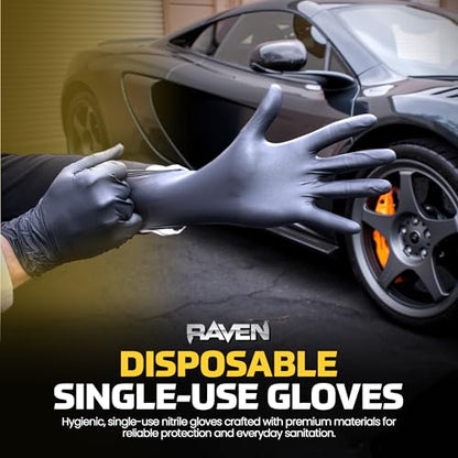 SAS Safety 66518 Raven Powder-Free Disposable Black Nitrile 7-Mil Gloves, Large, 100 Gloves by Weight - size: Large, style: Raven Powder-free Disposable Black Nitrile 7-mil Gloves