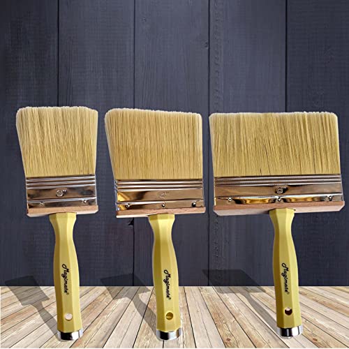 Magimate Deck Stain and Sealer Block Paint Brushes on Wood, Walls, Furniture, Shed and Fence, Large and Thick Bristle Paint Brushes, 3-inch, 4-inch and 6-inch Assortment, Set of 3