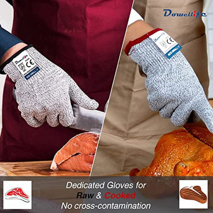 Dowellife Cut Resistant Gloves Food Grade Level 5 Protection, Safety Kitchen Cuts Gloves for Oyster Shucking, Fish Fillet Processing, Mandolin Slicing, Meat Cutting and Wood Carving. (Large-2 Pairs) - size: Large (Pack of 2), style: Original