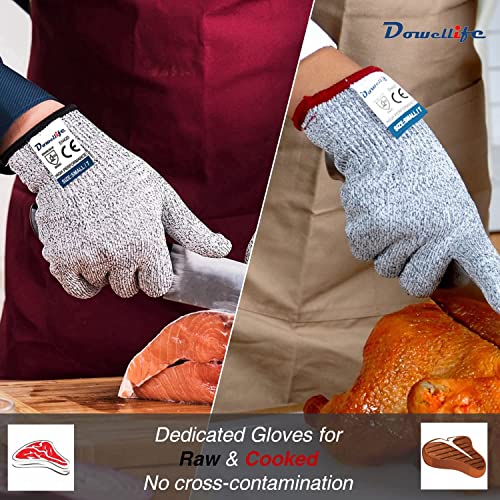 Dowellife Cut Resistant Gloves Food Grade Level 5 Protection, Safety Kitchen Cuts Gloves for Oyster Shucking, Fish Fillet Processing, Mandolin Slicing, Meat Cutting and Wood Carving. (Medium-2 Pairs) - size: Medium (Pack of 2), style: Original