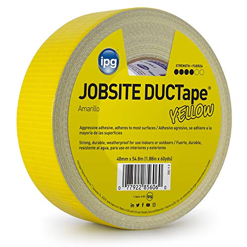 IPG JobSite DUCTape, Colored Duct Tape, 1.88" x 60 yd, Yellow (Single Roll) - color: Yellow, size: 1.88" x 60 yd