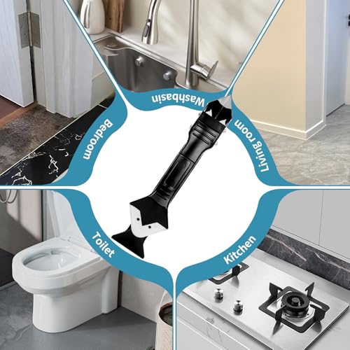 Silicone Caulking Tool Kit，Glass Glue Angle Scraper,Floor Glue Scraper， Caulk Remover Tool, Stainless Steelhead Caulk Remover and Sealant Scraper, Caulk Remover for Kitchen，Bathroom，Window，Joint,