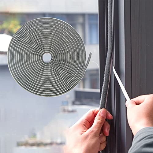 Bruiefpap 16.5FT Weather Stripping for Doors and Windows, Self-Adhesive Soundproofing Door Seal, Door Insulation for Sliding, Exterior, Frames and Front, 0.35'' Wide x 0.35'' Thick, Grey - color: Gray, size: 16.5ft, 0.35'' Wide X 0.35'' Thick