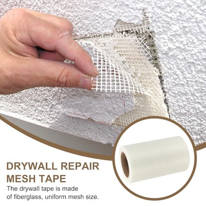 PATIKIL Drywall Repair Mesh Tape, 8 inch x 82 ft Fiberglass Repair Patch Self-Adhesive Dry Wall Joint Tape 9 Mesh Wall Hole Crack and Seam Patch, White - size: 8 inch x 82 Feet