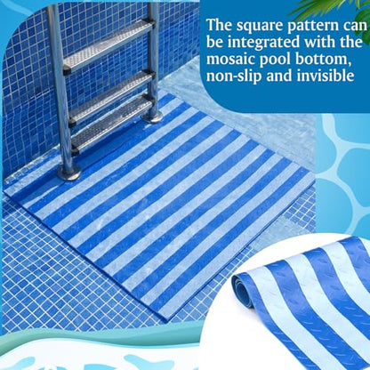 Drydiet Pool Step Mat Above Ground Ladder Mat, Swimming Protective Nonslip Step Pad with Texture, Pool Essentials Accessories for Floor Liners and Stairs, Blue and White Stripes(36 x 36 Inch) - size: 36 x 36 Inch
