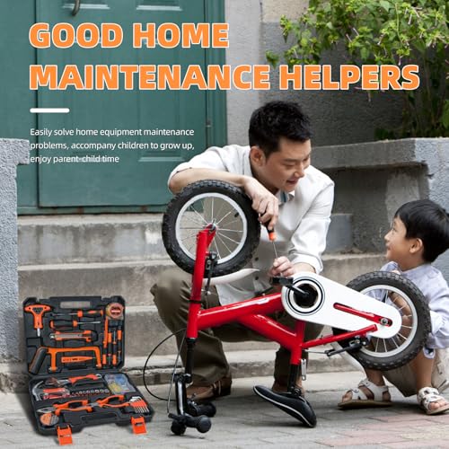45 Piece Tool Kit Basic Home Repair Tool Set,General Household Tool Kit with Plastic Tool box,Perfect for Outdoor working,Office & College Dorm.Tools mainly include hand saw,wrench,hammer,Screwdriver - size: 45 Pcs