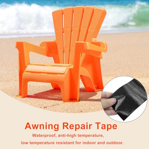 Waterproof Repair Tape, UV-Proof Multi-Surface Instant Seal Patch Repair for RV Awning, Boat Cover, Tent, Tarp & Canvas (3 Inch x 24.6FT, Black) - color: Black
