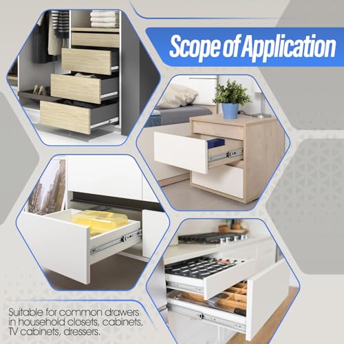 1 Pair Full Extension Ball Bearing Drawer Slides 8 10 12 14 16 18 20 22 24 Inch 100 LB Load Capacity Side Mount File Cabinet Rails Dresser Metal Runner Trash Can Kitchen (16 inch, Silver) - color: Silver, size: 16 Inch