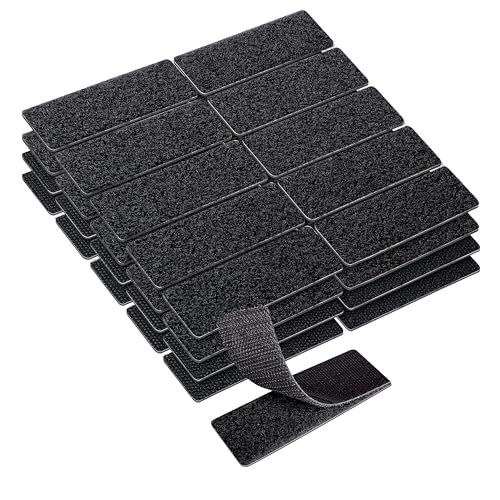 KING MOUNTAIN 1x3 Inch Hook and Loop Strips, 20 Sets Nylon Self Adhesive Tape, Double Sided Strong Back Adhesive Tape and Dots for Office, Home and Crafting, Heavy Duty, Black - size: 1*3in, style: Black Tape