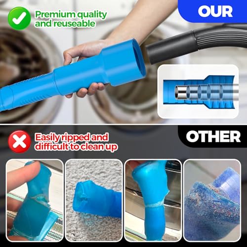 Holikme 2 Pieces Dryer Vent Cleaner Kit, Dryer Lint Vacuum Attachment and Flexible Dryer Lint Brush, Dryer Vent Vacuum Hose Attachment,Blue - color: Blue