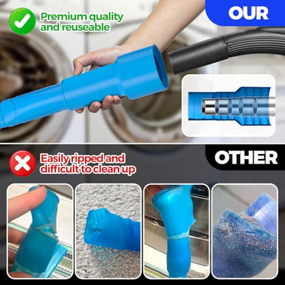 Holikme 2 Pieces Dryer Vent Cleaner Kit, Dryer Lint Vacuum Attachment and Flexible Dryer Lint Brush, Dryer Vent Vacuum Hose Attachment,Blue - color: Blue