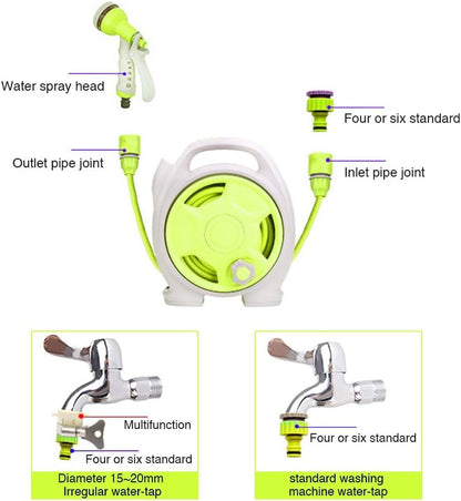 YEFA Retractable Garden Hose Reel - Convenient 50 FT Portable Hose with 6-Function Spray Nozzle for Versatile Watering, Cleaning, and More (Green) - color: Green