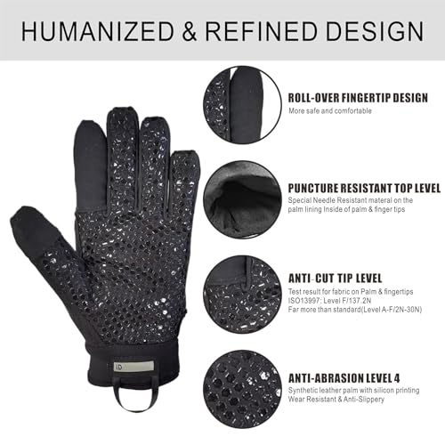 Level 5 Needle Resistant Gloves, Needle Puncture, Cut Resistant ANSI A9 Anti-Cut Anti-Slash, Touchscreen (M, One Pair) - size: Medium