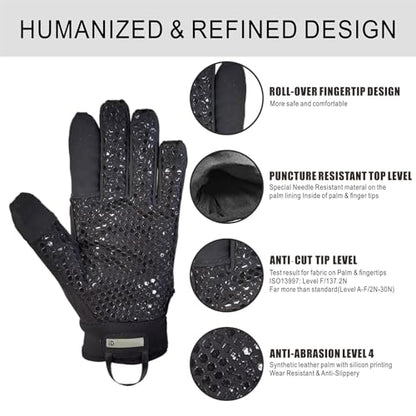 Level 5 Needle Resistant Gloves, Needle Puncture, Cut Resistant ANSI A9 Anti-Cut Anti-Slash, Touchscreen (M, One Pair) - size: Medium