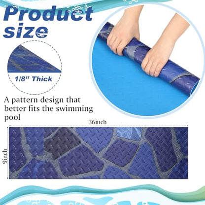 Drydiet Above Ground Ladder Mat, Swimming Protective Nonslip Step Pad with Texture, Pool Essentials Accessories for Floor Liners and Stairs, Marble Pattern(36 x 9 Inch) - size: 36 x 9 Inch