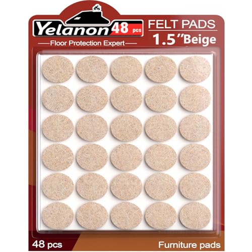 Yelanon Felt Furniture Pads -48 Pcs 1.5" Premium Felt Pads for Chair Legs Furniture, Floor Protectors for Hardwood Floors, Beige - size: 48 pcs Round Beige