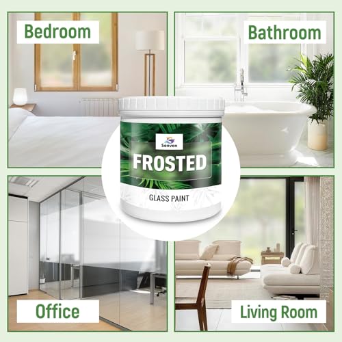 Frosted Glass Paint 21oz Frosted Glass Paint Kit, Waterproof & UV Resistant Frost Paints for Window Privacy Film Windows Frosting for Home Bathroom Door Kitchen and Office Window Frosting - color: Frosted Glass 21oz