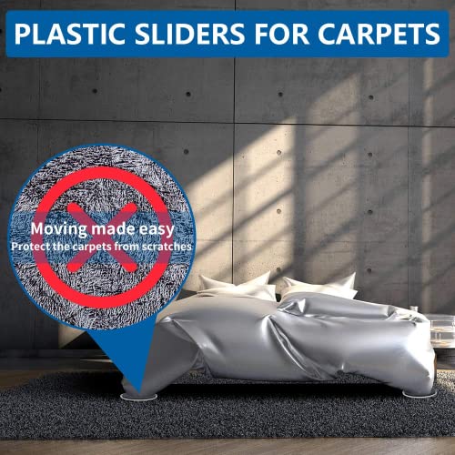 Furniture Sliders, Multi-Surface Furniture Movers Sliders for Carpet and Hardwood Floors, 4 Pack 3 1/2" Moving Pads and 4 Hardwood Socks, Slide Furniture on Any Surface Easily! - size: 4+4 Pack 3.5inch (Grey)