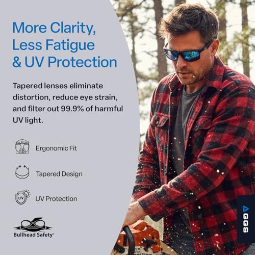 Bullhead Safety Eyewear Pompano Glasses - Anti-Fog, Lightweight, Impact/Scratch Resistant, UV Blocking Sunglasses for Cycling, Fishing, Driving, Clear/Matte Black - color: Clear Lens, Matte Black Frame, style: Anti-fog