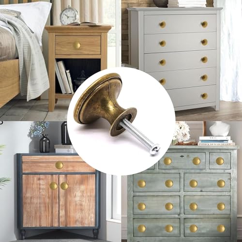Brass Cabinet Knobs 16 Pcs, Round Drawer Knob Kitchen Drawer Knobs, Single Hole Cupboard Cabinet Door Knob Dresser Drawers Pulls Handles - color: Brass, size: 16 Pack