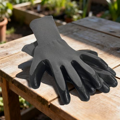 YOUKE OLA 120 Pair Gardening Gloves for Men, Breathable Rubber Coated Garden Gloves Working Gloves for Gardening, Construction Black 10/XLarge