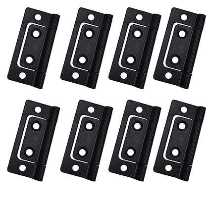 Bi-Fold Door Hardware 8 Pack Non-Mortise Door Hinges Heavy Duty Bifold Butt Cabinet with Mounting Screws Stainless Steel Ball Bearing Black