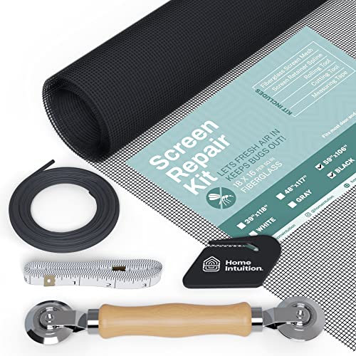 59x106 inch Windows and Screen Door Replacement Repair Kit with Tool Set for Easy Installation, Black - color: Black, size: 59" x 106"