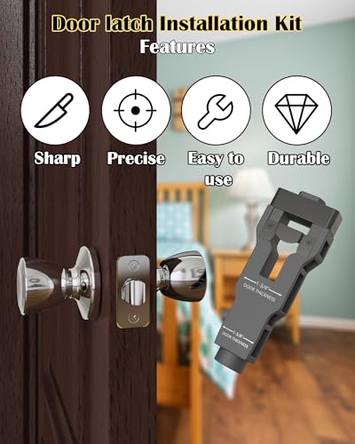 Door Latch Mortise Tool, Grey, Metal, for 1-3/4' or 1-3/8' Thick Doors, Professional Door Latch Installation Kit