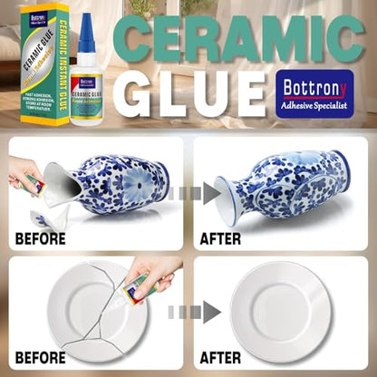 Ceramic Glue, 2 Pack Super Glue for Ceramic and Pottery Repair, Fast Instant Waterproof Cyanoacrylate Adhesive for Porcelain, Pottery, Dishes, Tiles, DIY Crafts, and More - size: 2 Pake, style: Ceramic Glue