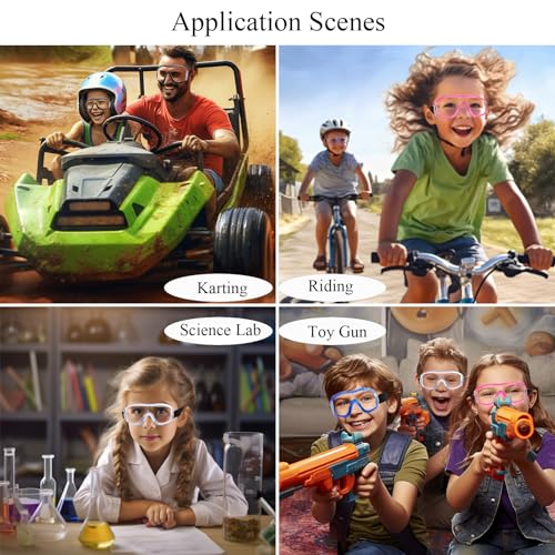 Kids Anti-fog Safety Goggles, Kids Lab Goggles, Adjustable, Compatible with Nerf Gun - color: Red